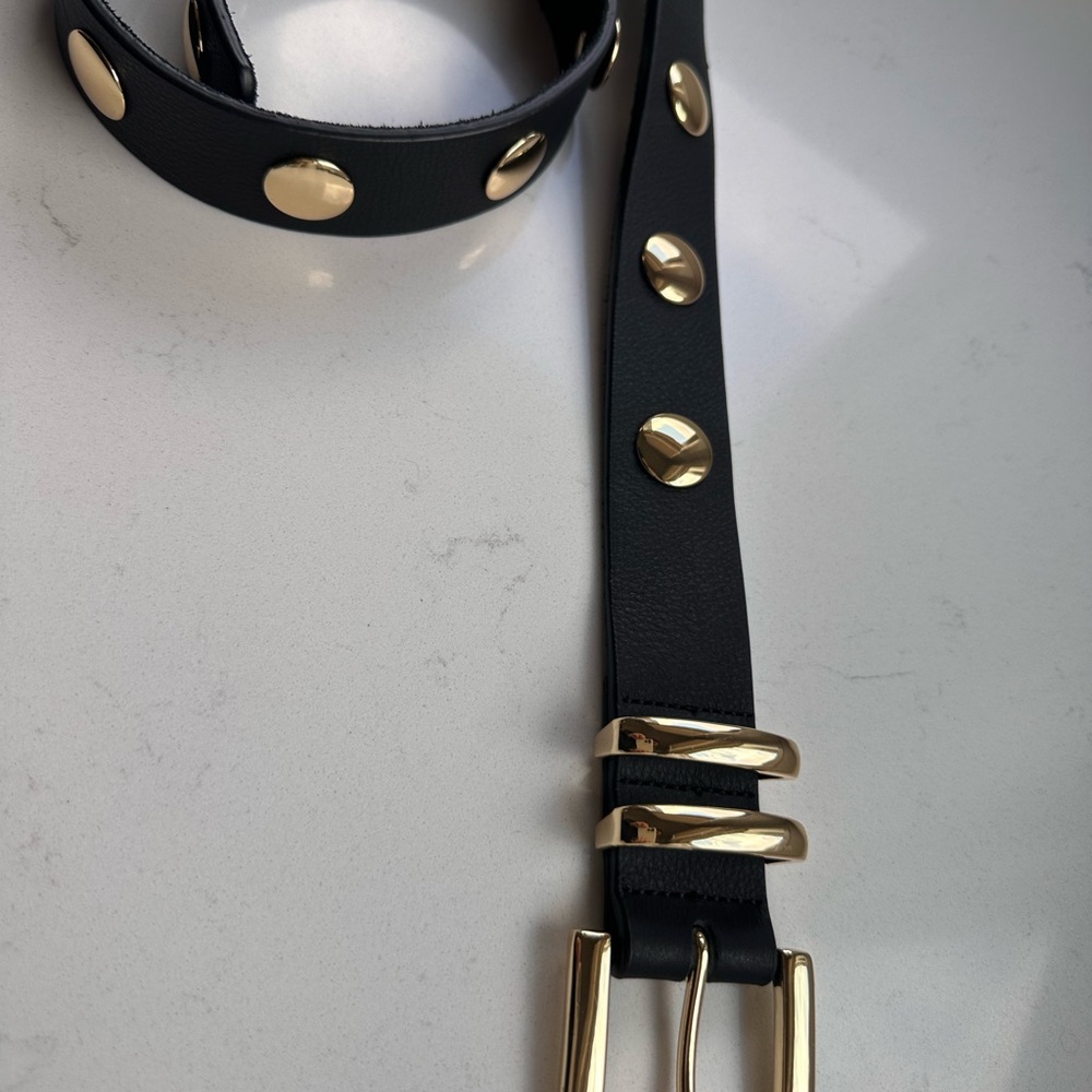 B-Low the Belt Black with Gold Studs